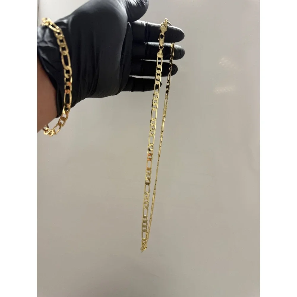 figaro necklace chain 14k gold layered 27.5 inch 7.5mm lobster clasp